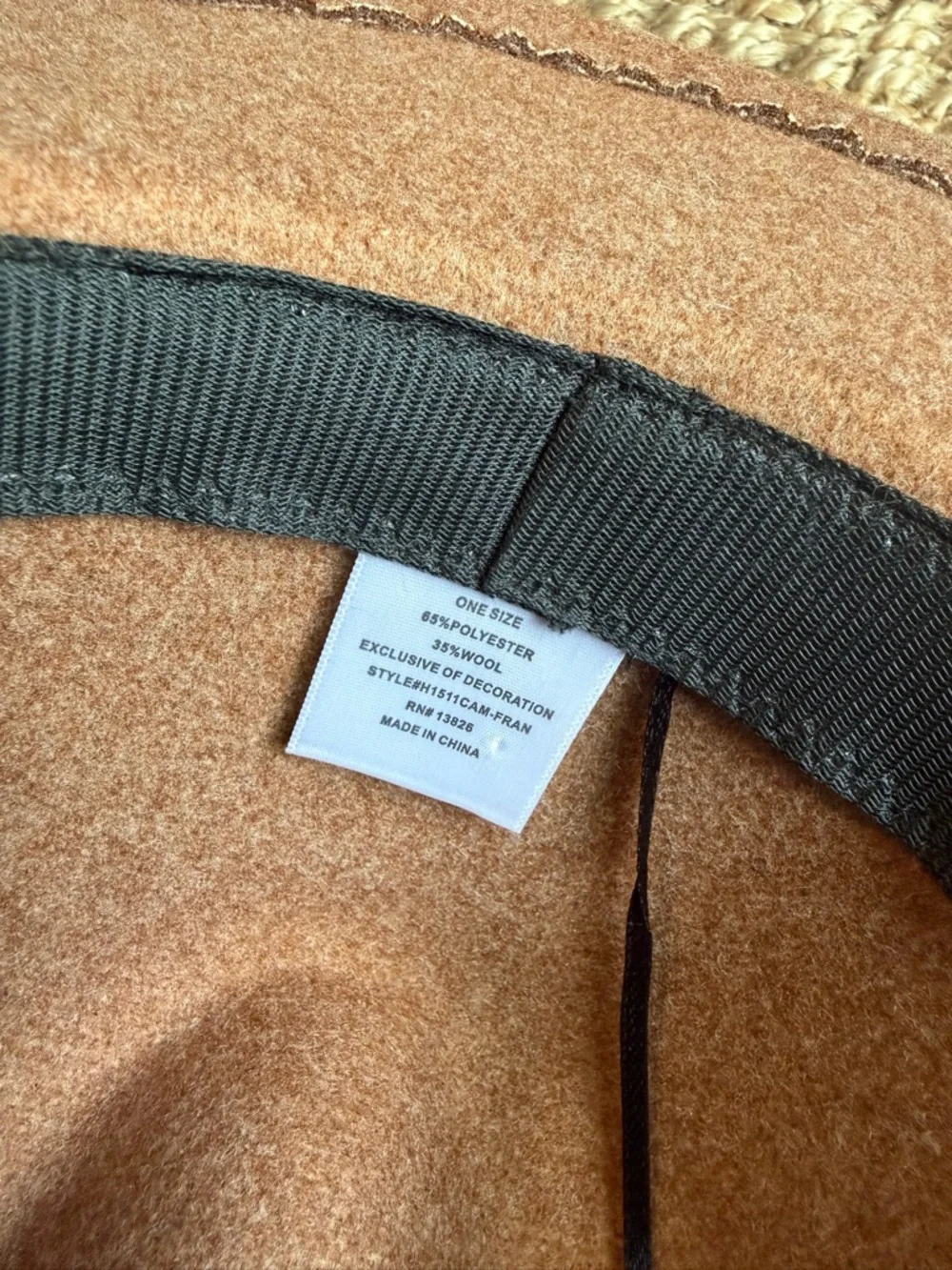 Classic Brown Wool hat with leather belt - Picture 4 of 4